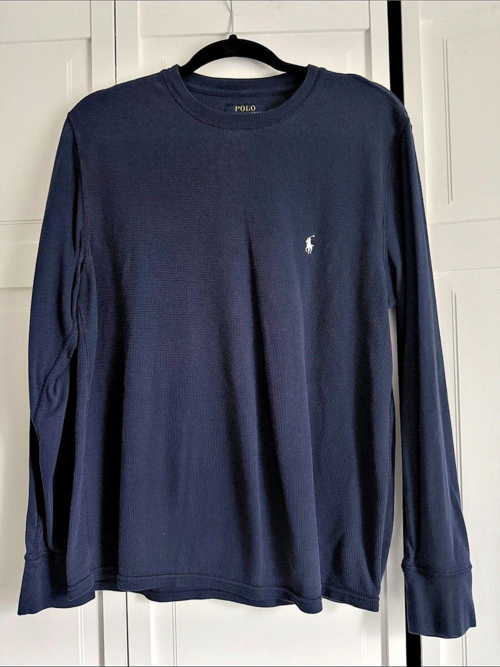 Polo Ralph Lauren Long Sleeve Waffle Knit Thermal T-Shirt Blue Large